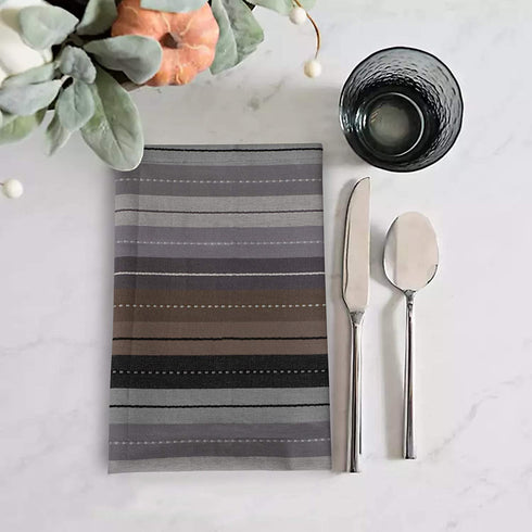 Urban Villa Kitchen Towels, Cuisine stripes,Premium Quality,100% Cotton Dish Towels,Mitered Corners,Ultra Soft (Size: 20X30 Inch),Grey Multi, Highly Absorbent Bar Towels & Tea Towels - (Set of 6)