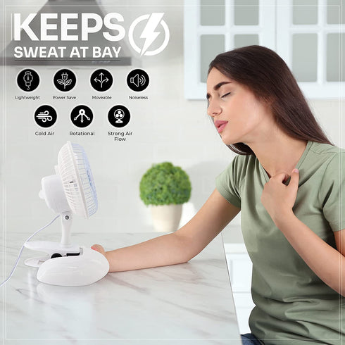 Ram-Pro Personal Clip on Fan Cooling Portable Mini Desk Fan with Two Quiet Speeds Perfect for Home, Baby Strollers, Office Table Tops