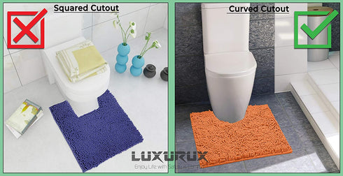 Bathroom Rugs Sets 2 Piece, Luxury Chenille Bath Mat Set, Soft Plush Anti-Slip Bath Rugs + U Shape Contoured Gray Bathroom Rugs.1'' Microfiber Shaggy Carpet, Super Absorbent, Dark Grey.