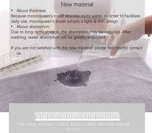 MOONQUEEN Ultra Soft Towel Set - Quick Drying - 2 Bath Towels 2 Hand Towels 2 Washcloths - Microfiber Coral Velvet Highly Absorbent Towel for Bath Fitness, Bathroom, Sports, Yoga, Travel-Grey 6 Pcs