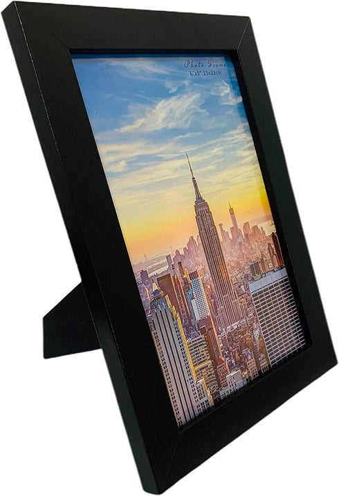 Frame Amo 6x9 Black Modern Picture Frame, 1 inch Border, Glass Front, for Wall or Table (1)