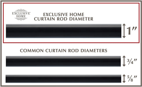 Exclusive Home Curtains ER1015-03 66120 Vine 1" Curtain Rod and Finial Set, 66"-120", Matte Black