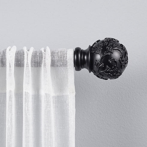 Exclusive Home Curtains ER1015-03 66120 Vine 1" Curtain Rod and Finial Set, 66"-120", Matte Black