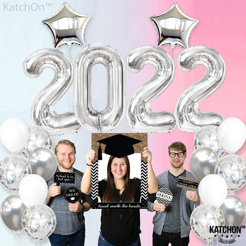 Silver 2022 Balloons Numbers Set - 40 Inch, 2022 Graduation Balloons, Confetti | Silver Graduation Decorations 2022, Graduation Party Decorations, Graduation Party Supplies | Class of 2022 Decorations
