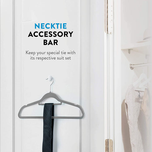 Premium Velvet Hangers with Tie Bar 20-Pack Slim Space Saving Coat Hanger Non Slip Wardrobe Hangers, Clothes Hangers 360° Swivel Hook, Suit, Shirt Dress & Trouser Hangers - Thin Flocked Felt Hangers