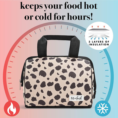 Fit & Fresh Insulated Lunch Bag, 9 x 6 x 8, Graphic Cheetah