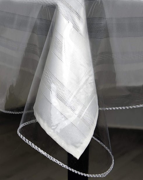BRODER MFG. INC. Tablecloth Protector Crystal Clear Vinyl (52"x52" Square) | Thick, Durable Clear Table/Tablecloth Protector | Perfect for Parties, Special Occasions, Gatherings, and Everyday Use