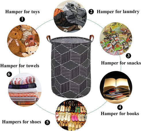 Large Laundry Basket, Baby Laundry Basket, Waterproof Laundry Hamper, Foldable Clothes Hamper, Collapsible Laundry Baskets. Teen Hamper, Perfect for Dirty Clothes and Toys. (Black diamond)
