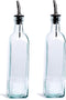 EHOMEA2Z Italian Glass Oil And Vinegar Cruet 16 Oz, Olive Oil Dispenser With Stainless Steel Spout, Slight Green Tint (2, 16 oz)