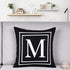 Yastouay Pillow Covers English Alphabet M Throw Pillow Cover Black Throw Pillow Case Modern Cushion Cover for Sofa Bedroom Chair Couch Car (Black, 18 x 18 Inch)