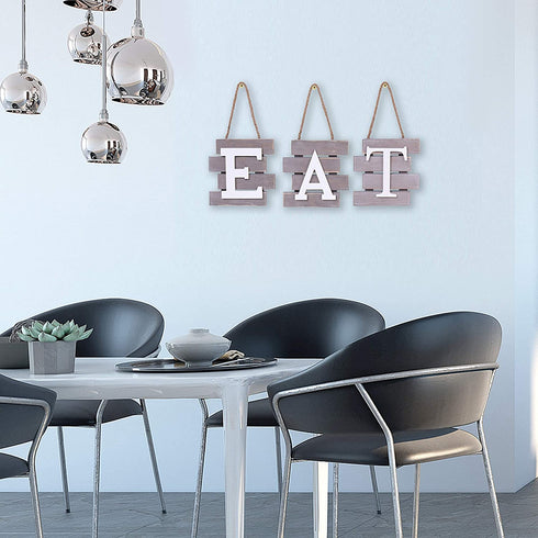 Eat Signs Kitchen Decor,Rustic Kitchen Sign,Farmhouse Kitchen Wall Art,Dining Room Wall Decor,Kitchen Letters Decor,Brown/White, 24*7.8inch