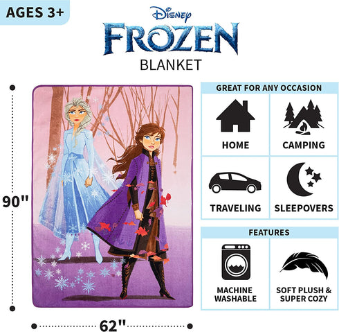 Franco Kids Bedding Super Soft Micro Raschel Blanket, 62 in x 90 in, Disney Frozen 2