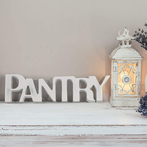 Clever Room Pantry sign | Pantry signs for kitchen farmhouse wall decor, white rustic wood 16.5 x 4.5 inches