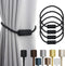 Porlau 4 Pack Strong Magnetic Curtain Tiebacks Outdoor Elegant Decorative Tie Backs Modern Rope Tiebacks for Drapes Window Curtain Holdbacks for Draperies- Black