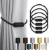 Porlau 4 Pack Strong Magnetic Curtain Tiebacks Outdoor Elegant Decorative Tie Backs Modern Rope Tiebacks for Drapes Window Curtain Holdbacks for Draperies- Black