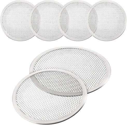 4 Pieces 10 Inch Seamless Round Pizza Screen Aluminum Mesh Pizza Screen Pizza Mesh Baking Tray for Home Kitchen Restaurant Supplies