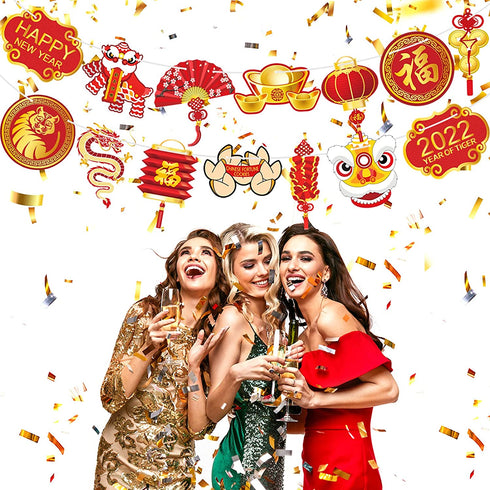 Year of Tiger Garland 2022 Chinese New Year Flag Banner Happy New Year Decoration China Party(Tiger)