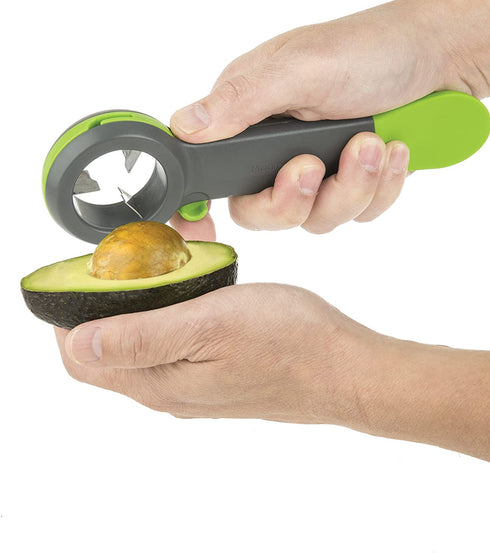 Prepworks by Progressive Flip Blade Avocado Tool, All-in-One, Pitter, Serrated Blade Edge, Protective Cover Doubles as a Scoop, Dishwasher Safe