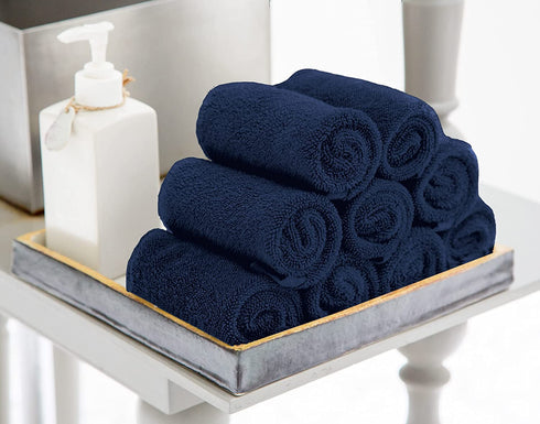 Utopia Towels Cotton Navy Washcloths Set - Pack of 24 - 100% Ring Spun Cotton, Premium Quality Flannel Face Cloths, Highly Absorbent and Soft Feel Fingertip Towels