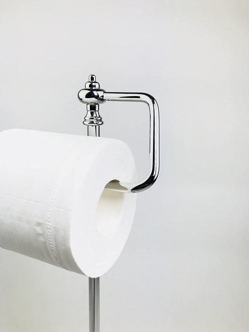 SunnyPoint Bathroom Free Standing Toilet Tissue Paper Roll Holder Stand with Reserve Function, Chrome Finish