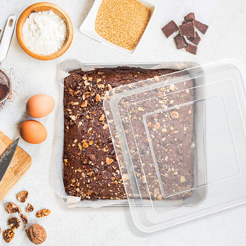 8 x 8-Inch Baking Pan with lid, E-far Square Cake Brownie Baking Pans Stainless Steel Bakeware Set of 2, Non-toxic & Healthy, Easy Clean & Dishwasher Safe - 4 Pieces(2 Pans + 2 Lids)