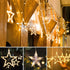Koicaxy Curtain Lights, 138 Led 12 Stars Curtain Lights Drop Fairy String Lights Waterproof for Outdoor Use 8 Lighting Modes Timing for Ramadan Party Bedroom Wedding Window Christmas