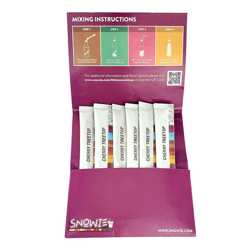 Snowie - Natural Flavor Powders , Just Add Water & Sugar Shaved Ice Flavor Syrup (Cherry Treetop, 6 (1pt) Sticks)