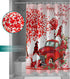 Valentines Gnome Shower Curtains Red Truck Roses Balloon Waterproof Bath Curtain Love Heart Tree Bathroom Curtain with Hooks Polyester Fabric Valentines Day Decoration 48x72inch