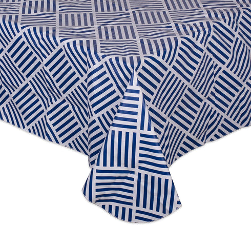 DII Indoor/Outdoor Vinyl Tabletop Collection Grid Pattern, Flannel Backed Tablecloth, Rectangle, 52x70, Navy