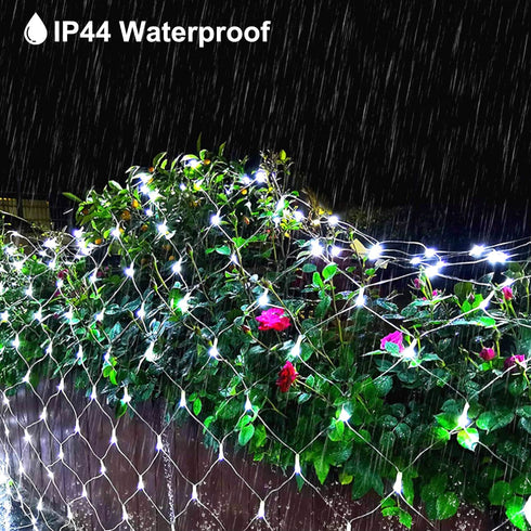 JMEXSUSS 200 LED Net Lights Plug in Mesh Lights, 8 Modes 9.8ft x 6.6ft Net Lights Outdoor Mesh Lights, Waterproof Christmas Net Lights for Bushes(White)