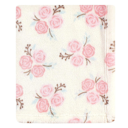 Hudson Baby Unisex Baby Cozy Plush Luxury Blankets 2pk, Floral Deer, One Size
