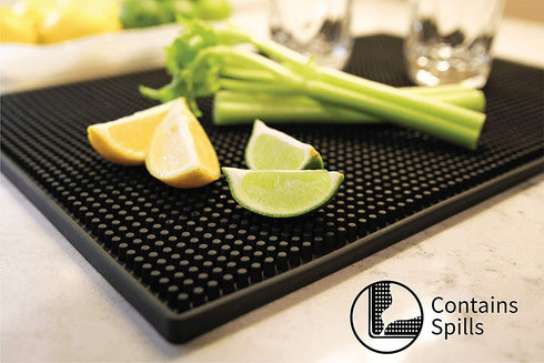 S&T INC. Rubber Bar Mats, Coffee Maker Mats, or Countertop Spill Mats, 11.9 Inch x 17.8 Inch, Black, 2PK