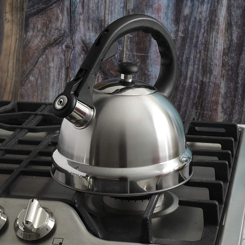 Mr Coffee Claredale Whistling Tea Kettle, 2.2-Quart, Brushed Stainless Steel