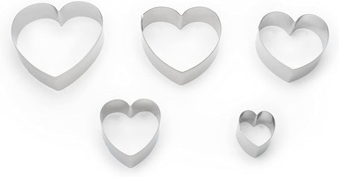 Fox Run Heart Shaped Cookie Cutters, 5-Piece Set with Storage Tin Included, Stainless Steel