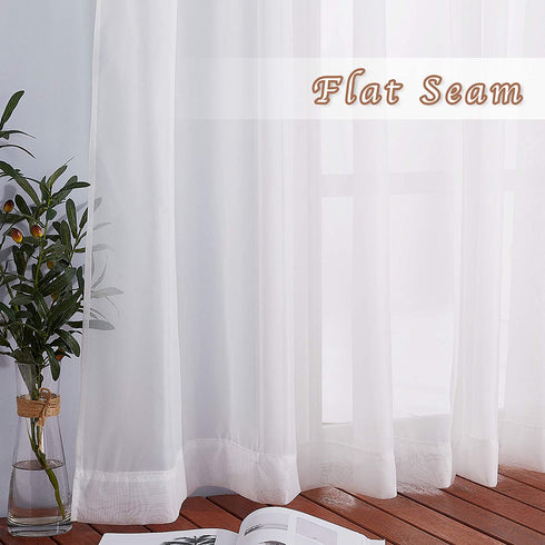 NICETOWN Sheer Curtains 96 Long - Grommet Top Ivory Voile Sheer Window Treatment Panels for Hall/Parlor/Guest Suite, 2 Pieces, 54 Wide x 96-inch Length