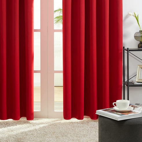 Deconovo Red Blackout Curtains for Bedroom 84 Inch Long - Rod Pocket Curtains for Living Room, True Red, 42W x 84L Inch, 2 Panels