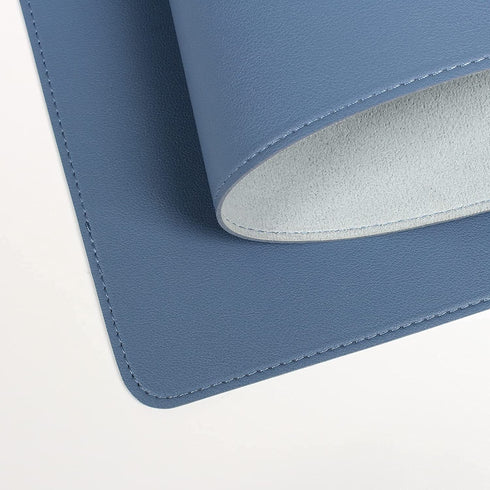 Leather Desk Pad Blotter,Wolaile 36x17 inch Big Keyboard Mouse Pad,Waterproof Non-Slip Writing Desk Computer Mat Desktop Protector for Office Home,Blue