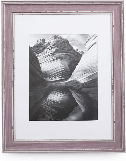 11x14 Picture Frame Distressed Rose - Matted to 8x10, Frames by EcoHome