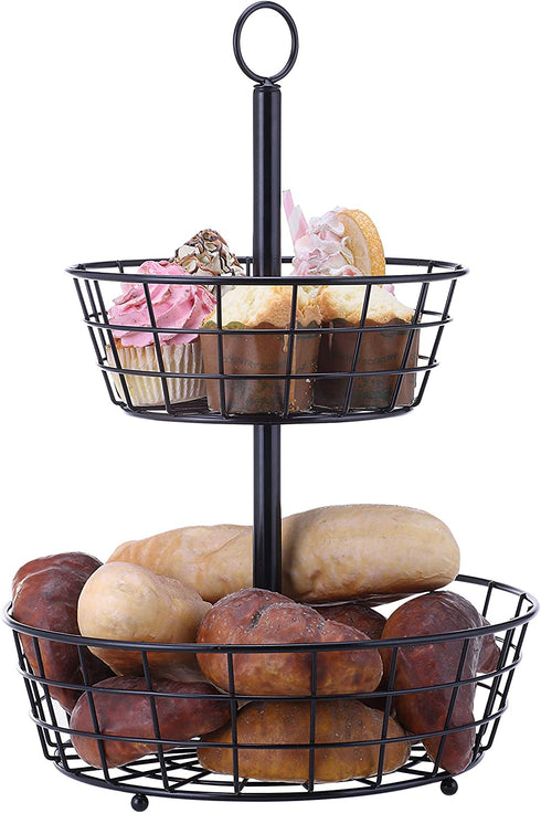 SunnyPoint Tabletop 2-Tier Countertop Fruit Basket Stand