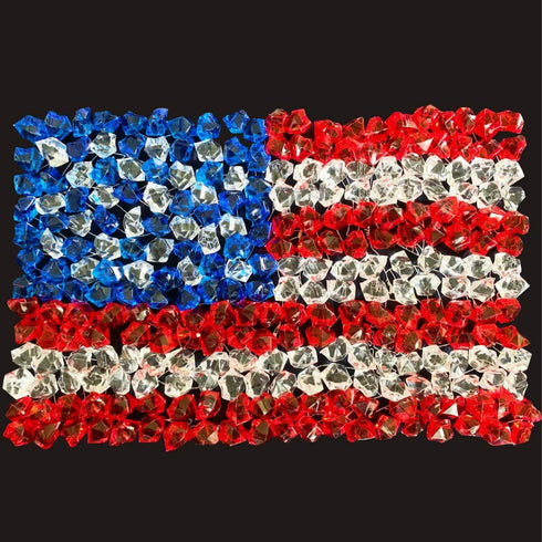 PMLAND Patriotic Acrylic Ice Rocks Crystals Gems ~550 Pcs 3 lbs Bulk Bag for Vase Filler Table Scatter Party Wedding Arts Crafts Decoration Display Idea -Red Blue Clear Blend