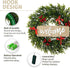 Christmas Wreath with Red Bow and LED Lights, 20 inch Christmas Weaths for Front Door with Welcome Sign, Xmas Wreath for Holiday Christmas Party Decorations