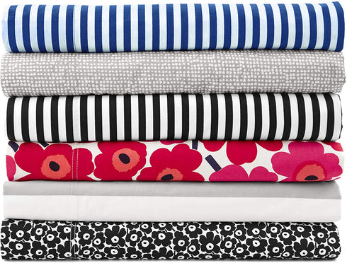 Marimekko Percale Collection Sheet Set-100% Cotton, Crisp & Cool, Lightweight & Moisture-Wicking Bedding, Twin/Twin XL, AJO Blue