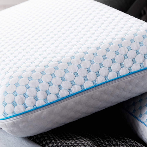 WEEKENDER Ventilated Gel Memory Foam Pillow with Reversible Cooling Cover Two-Sided for All-Season Comfort Washable Cover - Standard