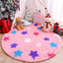 RUGICI Pink Round Rug for Girls Bedroom, Fluffy Circle Rugs for Kids Room, Fuzzy Shaggy Area Rug, Furry Star Play Mat for Princess Tent, Nursery Rug for Baby Teen Girls Room Decor, 4 ft