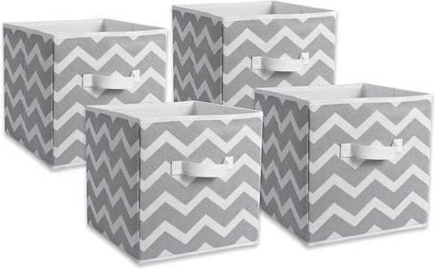 DII Non Woven Polyester Storage Bin, Chevron, Gray, Small Set of 4