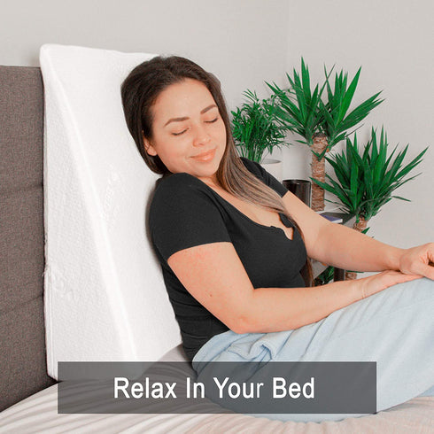 Bed Buddy Memory Foam Wedge Pillow with Memory Foam Pillow Cover Cooling Triangle Pillow Wedge for Back Support Comfortable Sleeping Reading and Post Surgery Recovery 7.5", White