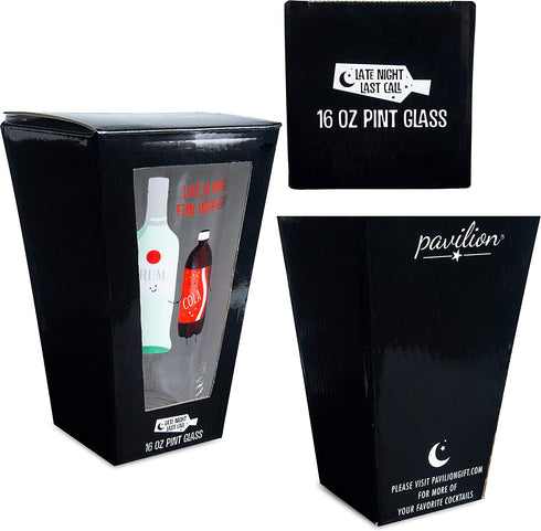 Pavilion Gift Company Life is More Fun with Rum-Rum & Coke 16 oz Pint Glass Tumbler, 1 Count (Pack of 1), Red