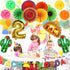Ayamuba Taco Twosday Birthday Party Decorations - 2nd Fiesta Birthday Party with Fiesta Paper Fans, Taco Twosday Banner for 2nd Birthday Cinco De Mayo Mexican Fiesta Party Supplies