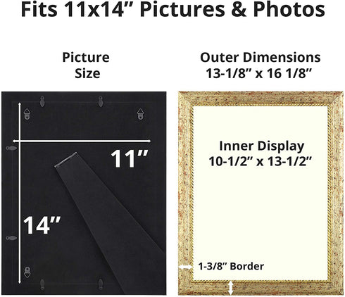 Icona Bay 11x14 Gold Picture Frame, Baroque Style Photo Frame 11 x 14, Wall Mount or Table Top, Regency Collection