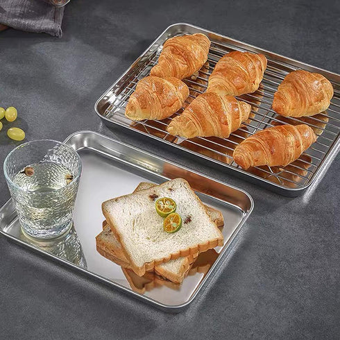 Baking Sheet Cookie Sheet Set of 2, Umite Chef Stainless Steel Baking Pans Tray Professional 12 inch, Non Toxic & Healthy, Mirror Finish & Rust Free, Easy Clean & Dishwasher Safe